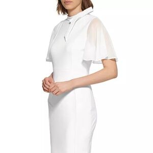 Calvin‎ KleinTie-Neck Flutter-Sleeve Dress Sz 2